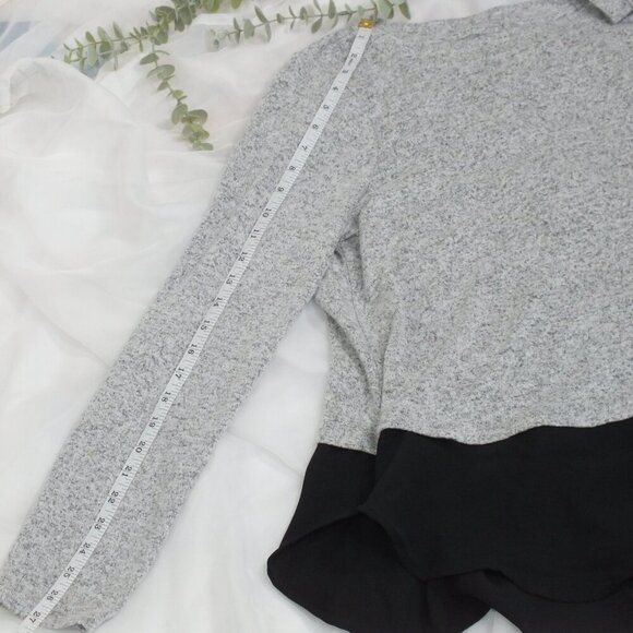 EVRI Light Grey Black Sheer Chiffon Ruffle Long Sleeved Sweater Tunic Size 0X - Picture 4 of 8
